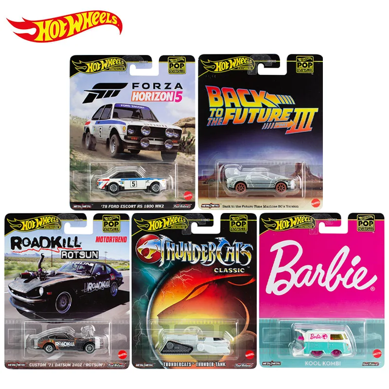 2024 Hot Wheels Premium Pop Culture Barbie Kool Kombi Roadkill Rotsun Custom Ford Escort 1/64 Diecast Car Toy Hxd63