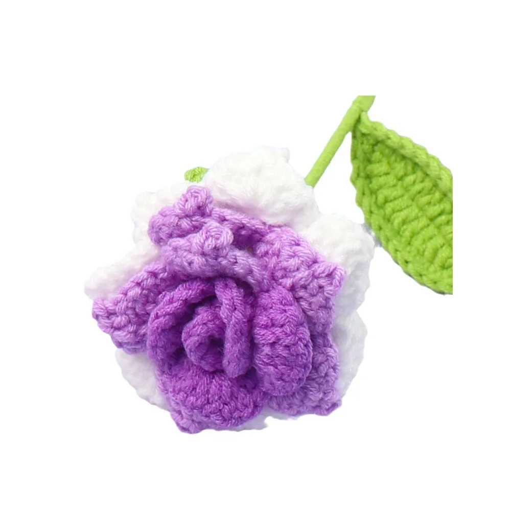 Handmade Crochet Rose Flower Artificial Knitted Floral Bouquet Craft Gift for Home Decor 10pcs crochet kit crochet hooks crochet needles