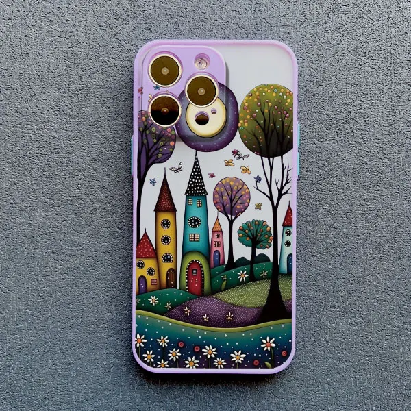 Hand Painted Forest House Phone Case For iphone 15 14 Pro Max Plus 11 13 12 Pro Max Mini X XR XS 7 8 Plus Shockproof Back Cover