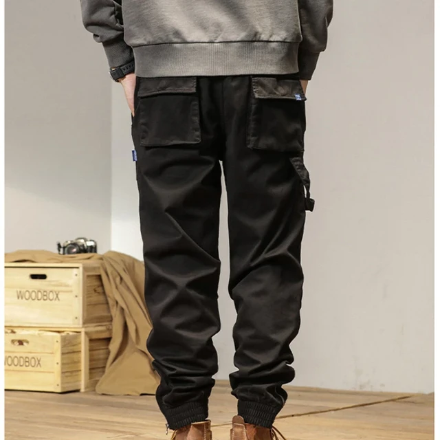 Winter New Cargo Velvet Men's Winter Pants Drawstring Thickened