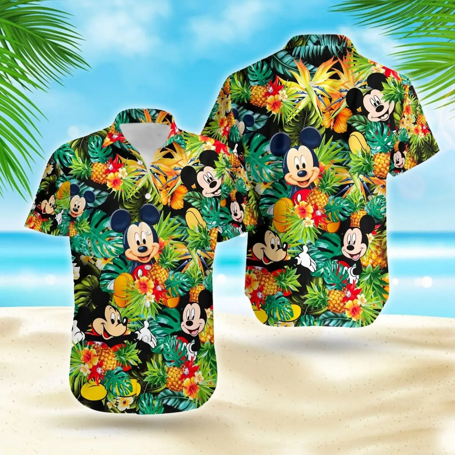 Camicia Hawaiana Topolino Camicia Vintage A Maniche Corte Abbottonata Camicia Hawaiana Disney Magic Kingdom Camicia Da Uomo Casual Da Spiaggia