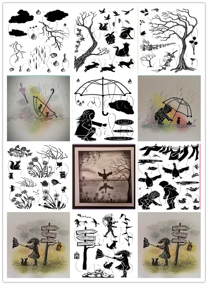 Clear Stamps Wildflowers background for Scrapbooking Transparent Silicone Rubber DIY Photo Album Decor clear rubber stamps