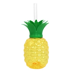 Set of 3/6 Cute Strawberry - Themed Water Cups - Summer Hawaiian Party Decor, Cartoon Food - Grade PP Drinkware - 500ml (1 pineapples)