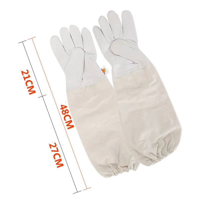 1 pair Beekeeper Bee Keeping Tools Anti-bee Anti-sting sheepskin and canvas for Apiculture beekeeping gloves yellow/white #