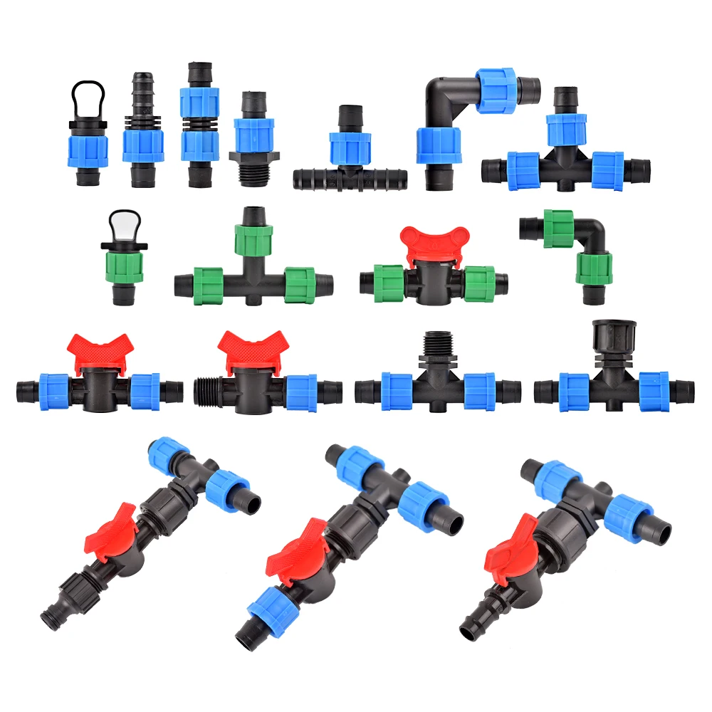 Irrigazione a goccia Pack 16mm: 100 tè + 100 gomito + 100 maglie + 10