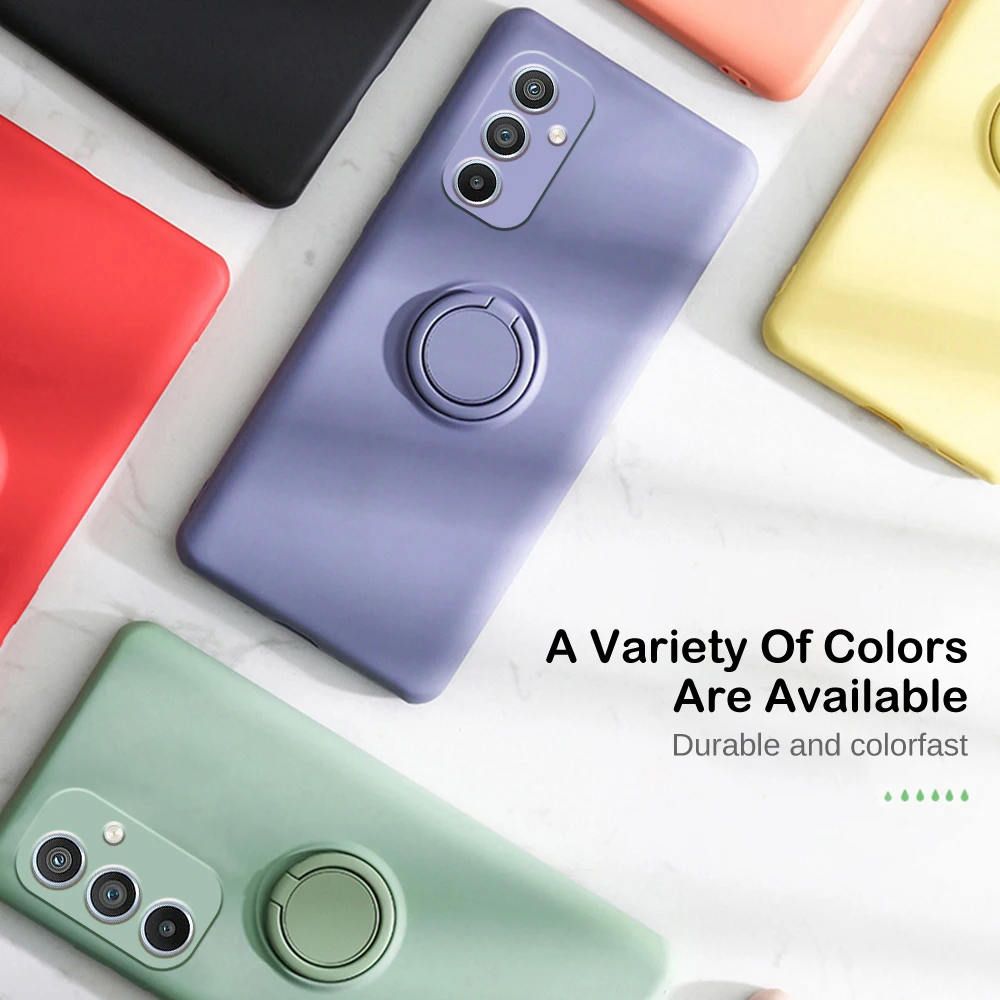 Liquid Silicone Phone Case with Magnetic Ring Holder and Lanyard