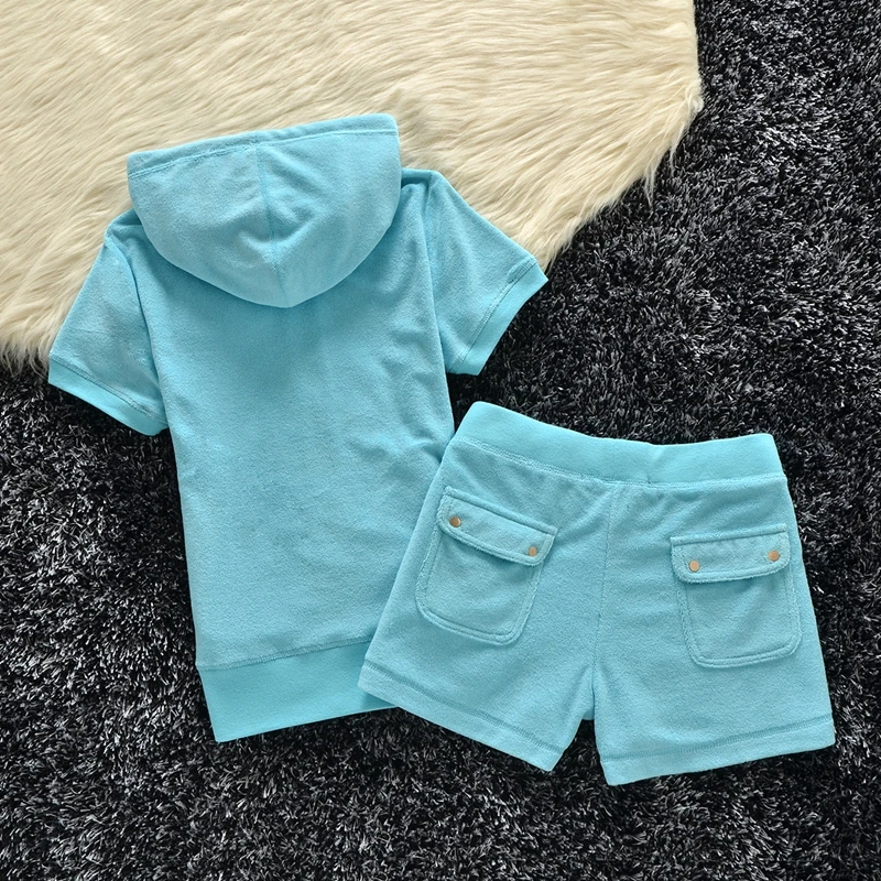 Towel Short Set Two Piece Set Women Summer Zipper Cardigan and Shorts Workout Clothing Casual Jogger Outfit