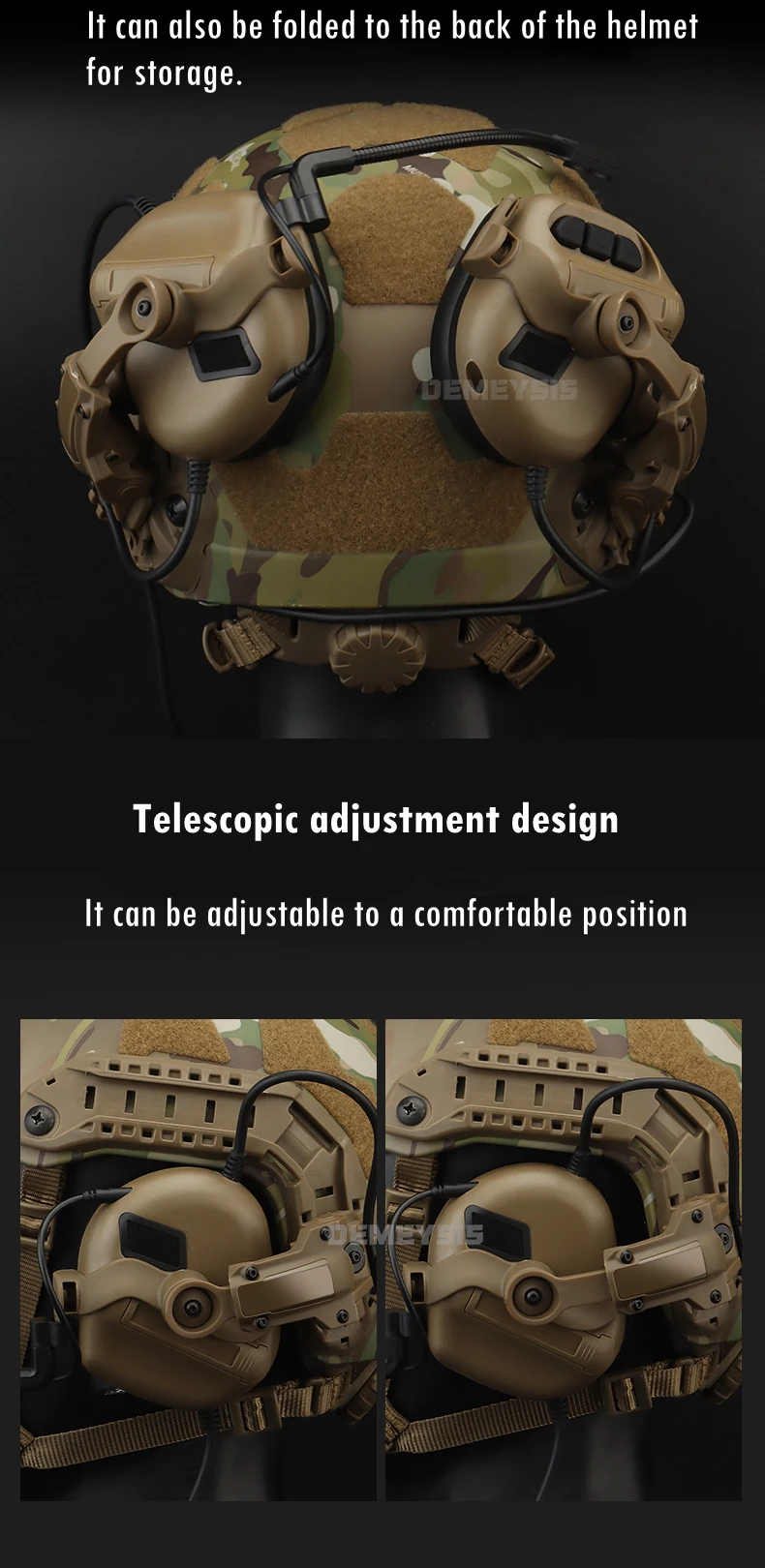 Shooting Headset Bracket Kit Multi-angle Rotation Helmet Rail Adapter Fit OPS Core ARC and Team Wendy M-LOK Rail Headphone Mount