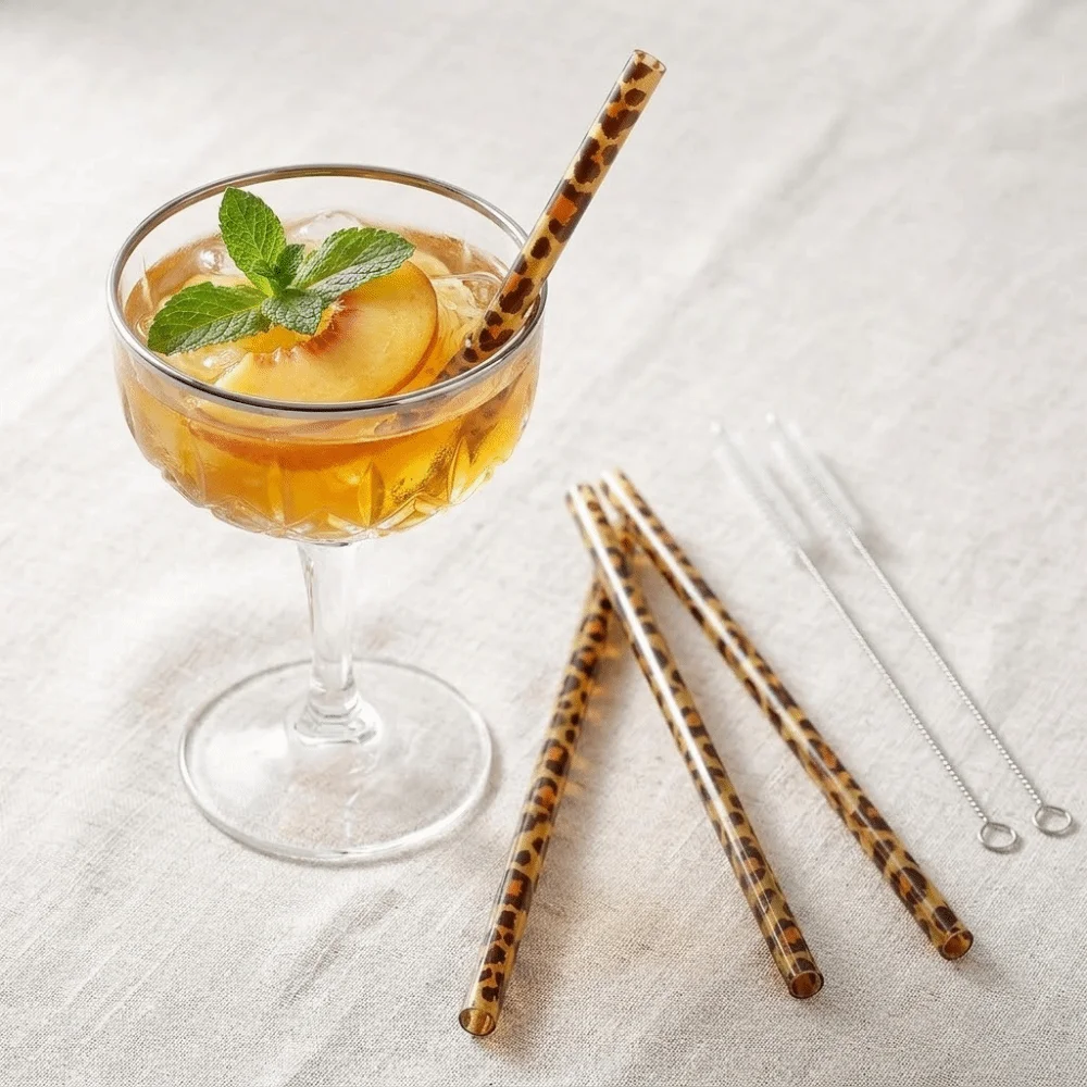 Eco-Friendly Durable Leopard Print Reusable Drinking Straws