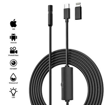 Industrial Endoscope HD1080P TYPE-C Wired Camera for IOS IPhone Ipad Android Phones LED Waterproof Car Pipe Inspection Borescope 1