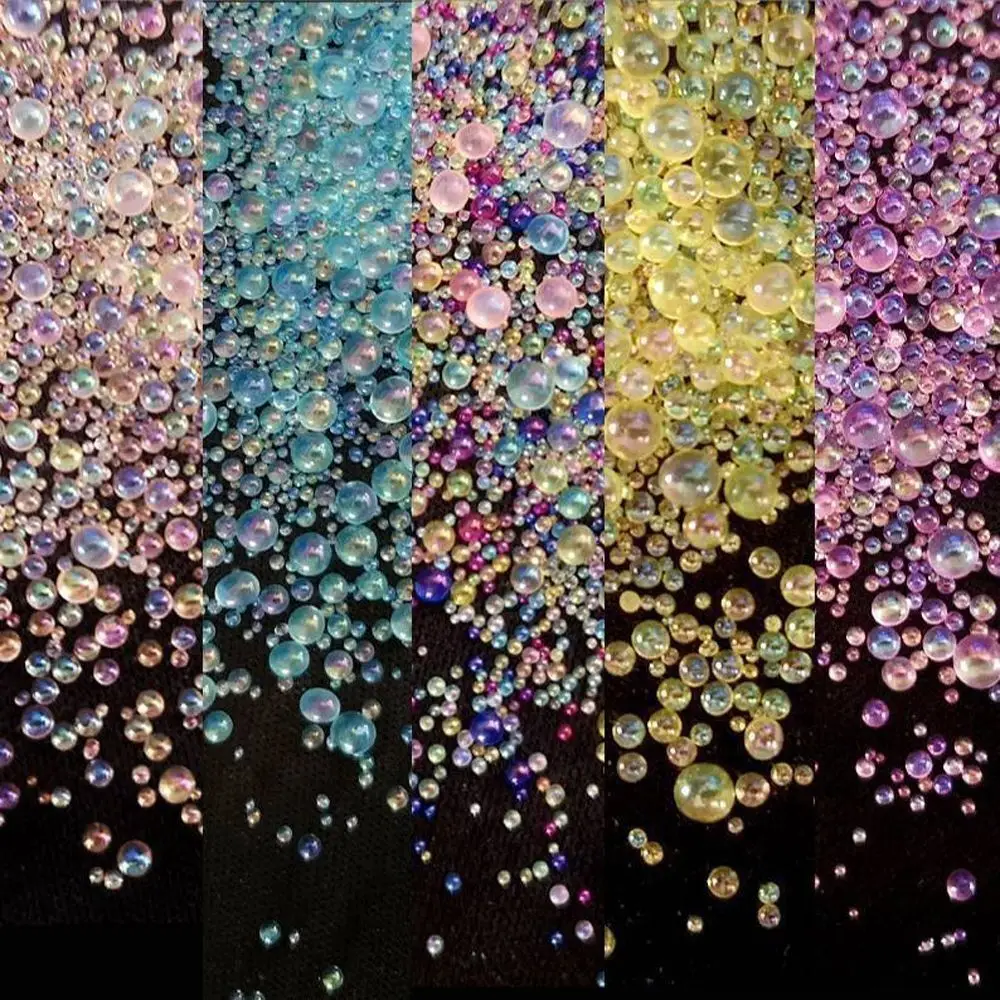 High Quality Glass Nail Art Aurora Bubble Beads 3D Mixed 3D Nail Art Decoration Nail Charms Nail Art Bubble Bead