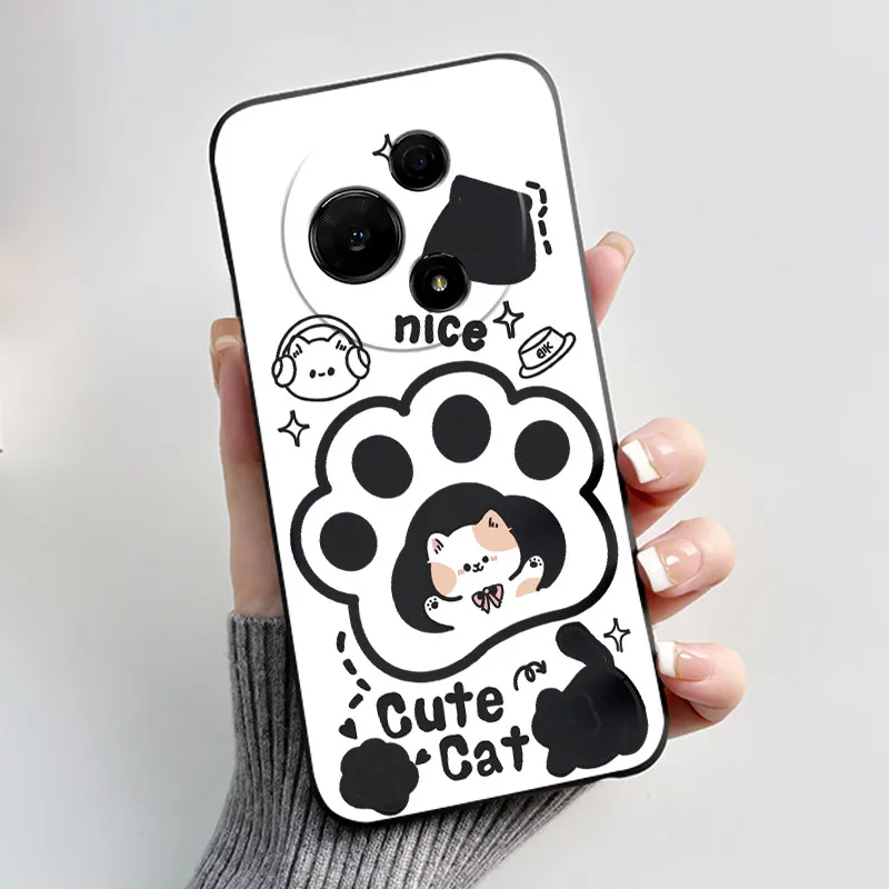 Aesthetic Cute Cat Soft Silicone Black Protective Phone Case Cover