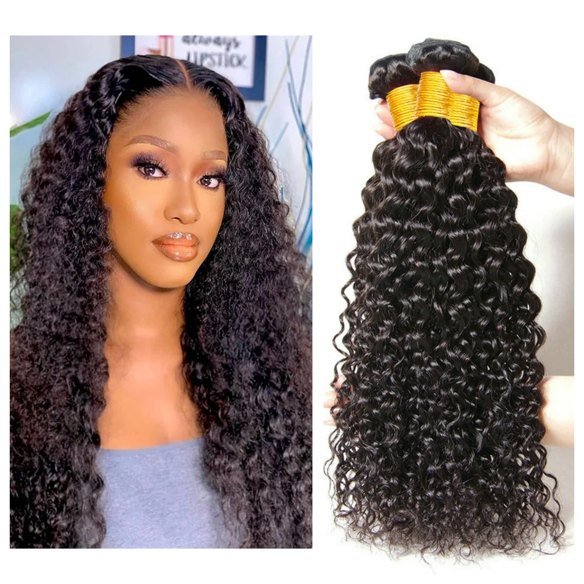 Kinky Curly Human Hair Bundles Indian Hair Curly Weave Extensions 10-30 Inch Double Machine Weft Kinky Bundles Remy