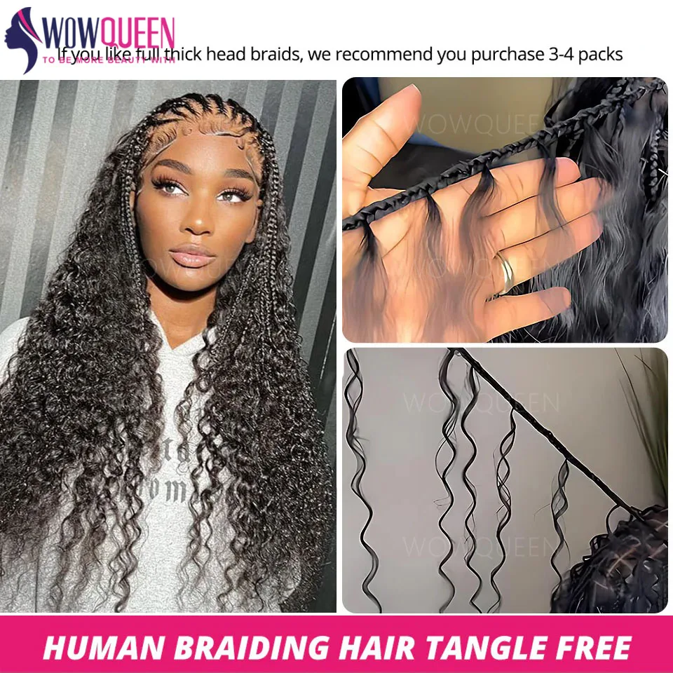 Bulk Braiding Hair 100% Human hair Deep Wave No Weft Boho Braids Human Hair Bulk Curly Extensions Brazilian Remy Hair 50g/100g 6