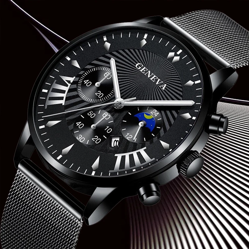 Luxury Fashion Mens Watches Men Business Gold Stainless Steel Mesh Belt Analog Quartz Wrist Watch Male Casual Leather |