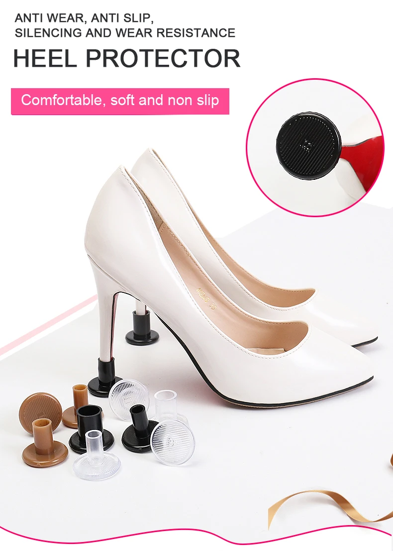 High Heel Protectors Glittery Clear Heel Stoppers Heel Repair Caps Covers for Women Shoes Non-slip Shoe Accessories 2PC