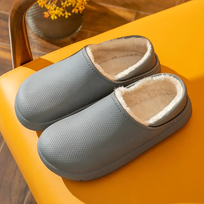 

Slippers Winter Round Toe Casual Outdoor Recommended Waterproof Comfortable Trendy Fashion Plus Velvet Wear-Resistant Keep Warm