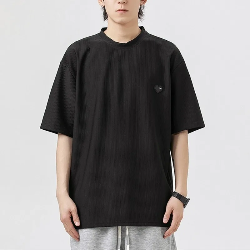 

Men's Summer Round Neck Pullover Solid Geometric Short Sleeve T-shirt Casual Loose Sports Fashion Undershirt Office Lady Tops