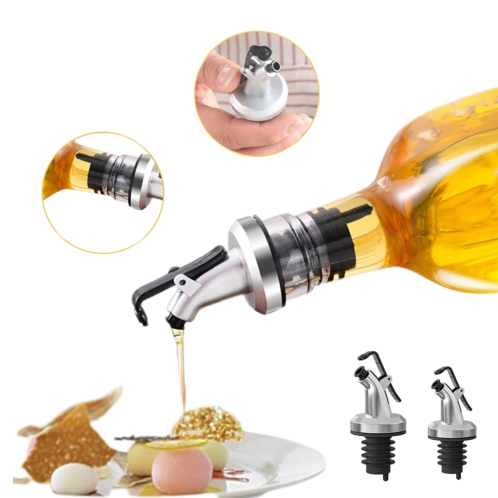 Wine Pourers Wine Bottle Stoppers 2Pcs Oil Bottle Stopper Lock Plug Seal Leak-proof Food Grade