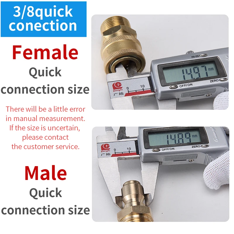 3/8 Quick Connection For High Pressure Washer M22 M18 M14 M3/8 Thread Connect Car Wash Machine Gun Pipe Car Accessory 3
