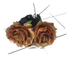 Elegant Silk Rose Arrangement in Black, White, and Red - Perfect for Home Decor, Photography, and Wedding Backdrops (Gold)