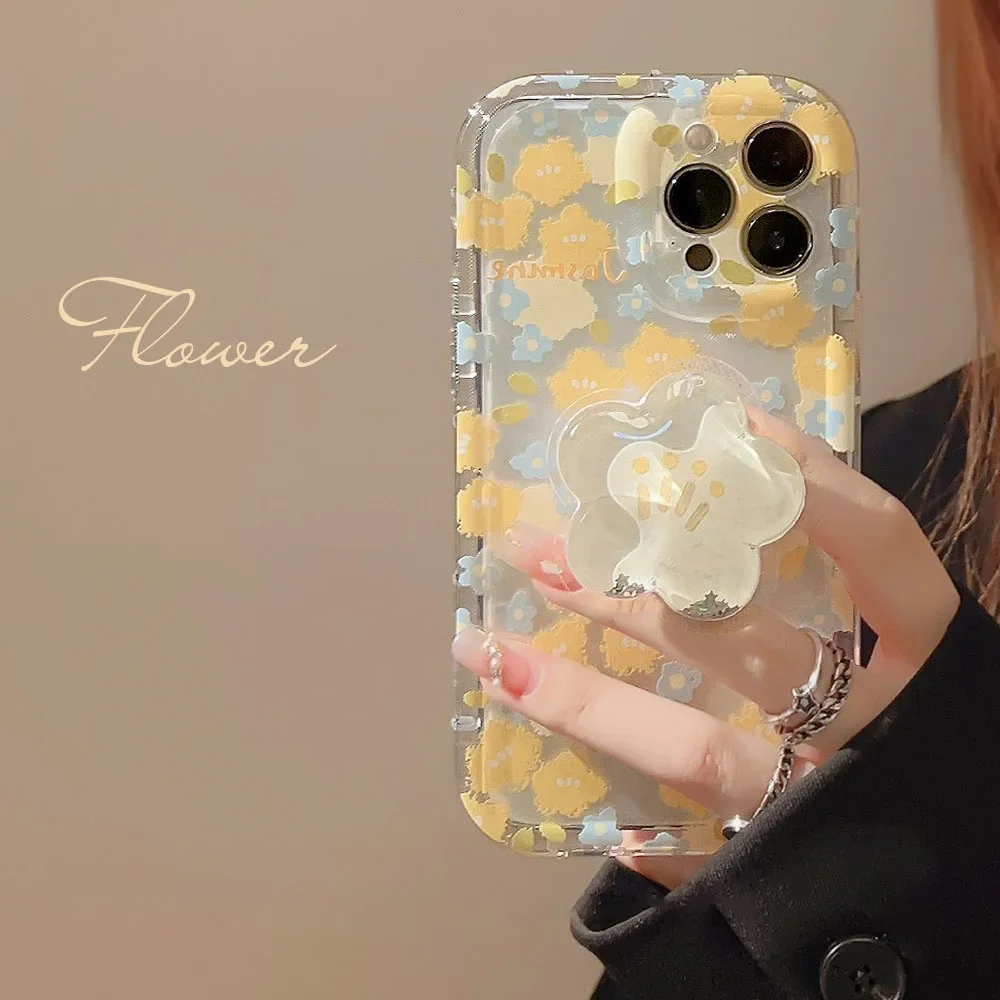 Chic Artistic Flower Design Case with Holder - Air Cushion Cover