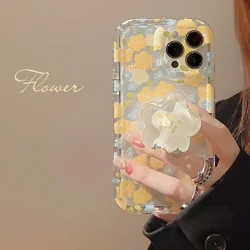 Chic Artistic Flower Design Case with Holder - Air Cushion Cover for Galaxy S24 Plus (1)