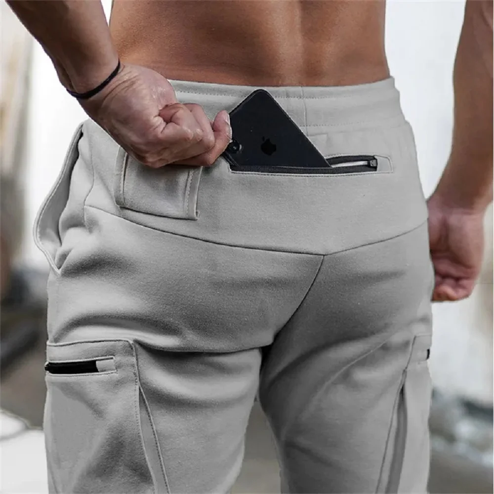 Sweatpants Men's Gym Fitness New Pants Men's Running Jogging Training Tight Sports Cargo Pants Pocket Decoration 6