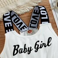 Toddler Kids Baby Girls Summer Romper, Sleeveless Crew Neck Letter Print Short Jumpsuit Elastic Waist Clothes 9M-4T 4