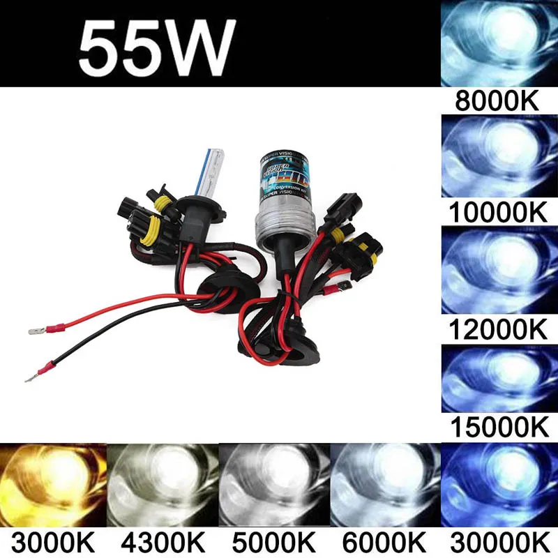 Car Headlight Bulbs 2X 55W Xenon H7 H11 9005 9006 H8 880 Hb3 Hb4 H1 Hid DC 12V 3000k 6000k 12000k