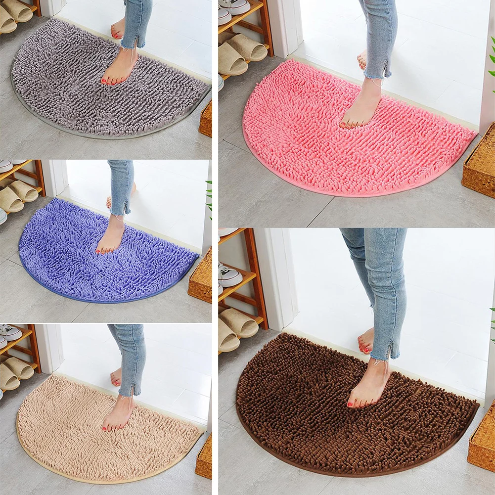 

Non Slip Absorbent Bathroom Mat Anti-slip Shower Rug Quick Drying Bath Semicircular Chenille Floormat Bathtub Carpet Toilet Pad
