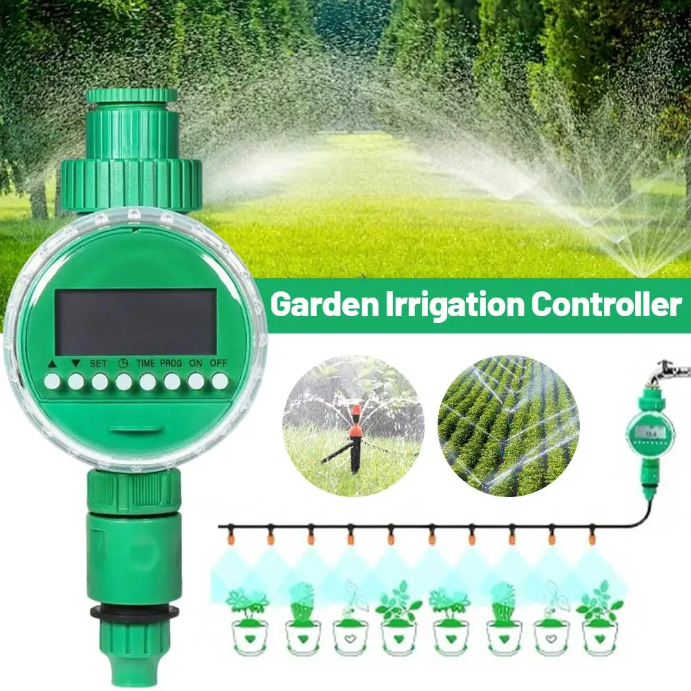 Smart LCD Garden Irrigation Timer Automatic Watering Controller Waterproof Design Multi‑Program Setting For Home Lawn Plant Care