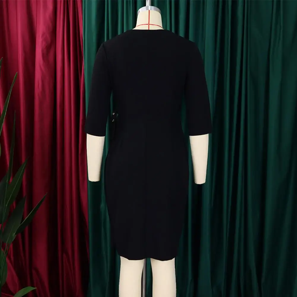 

Women V-neck Dress Pleated Dress Stylish Women's High Waist V Neck Pleated Midi Dress Elegant A-line Party Prom Office Dress