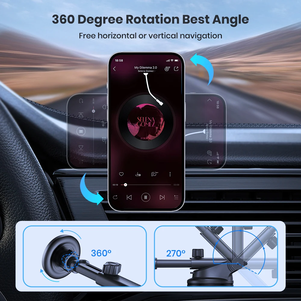 Dashboard Magnetic Phone Holder for Car, Compatible with MagSafe Car Mount, Wind
