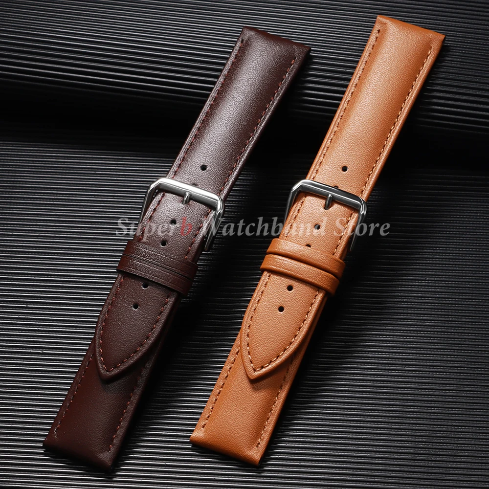 Premium Calfskin Leather Watchband - Soft Material Replacement Wrist Strap