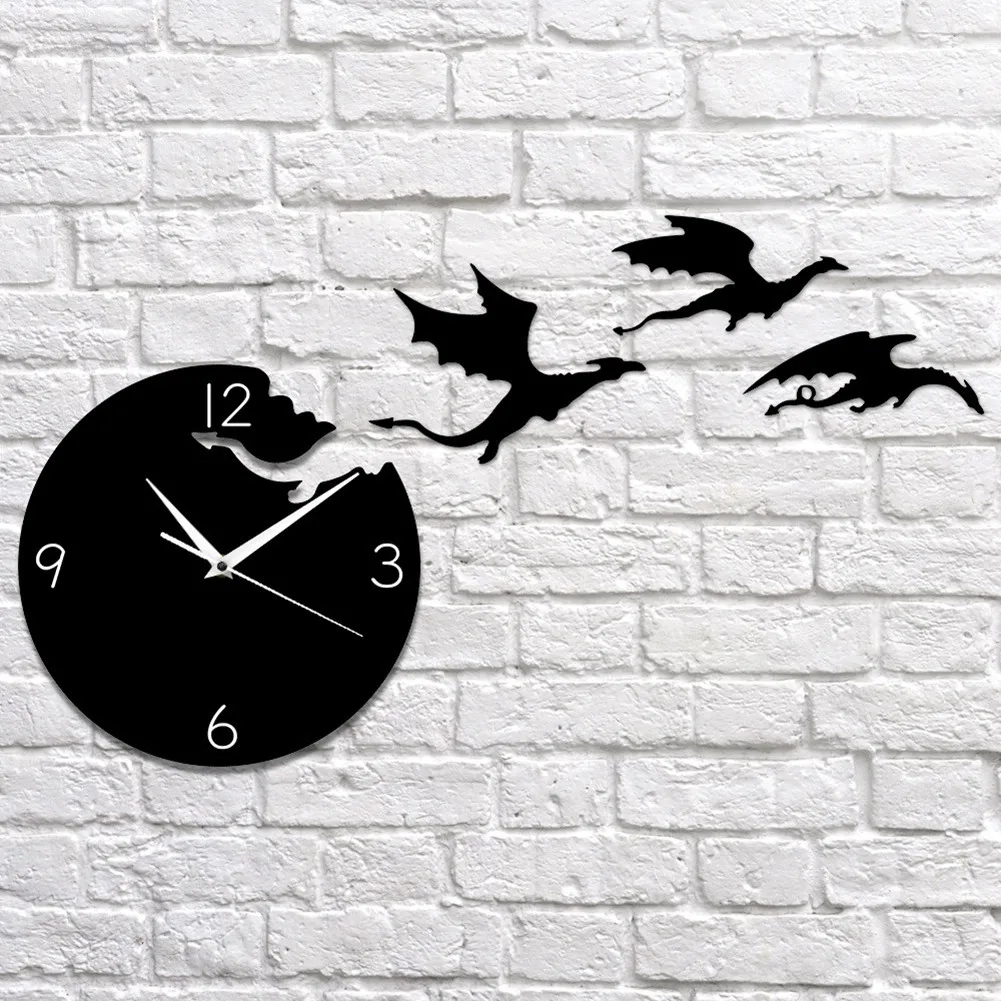 Creative Acrylic Wall Clock Flying Dragon Mute DIY Wall Sticker Wall Clock Children's Room Decoration Mirror Wall Clock 3