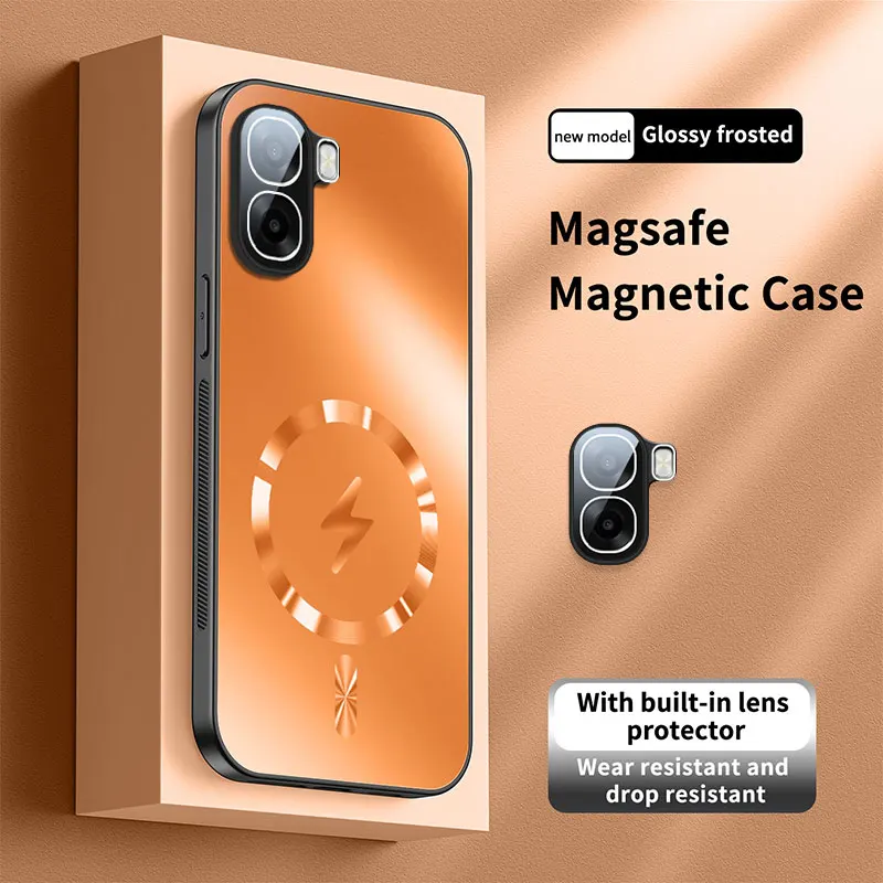 Enhanced Magnetic Shockproof Back Cover with Camera Lens Protection and Wireless Charging Compatibility