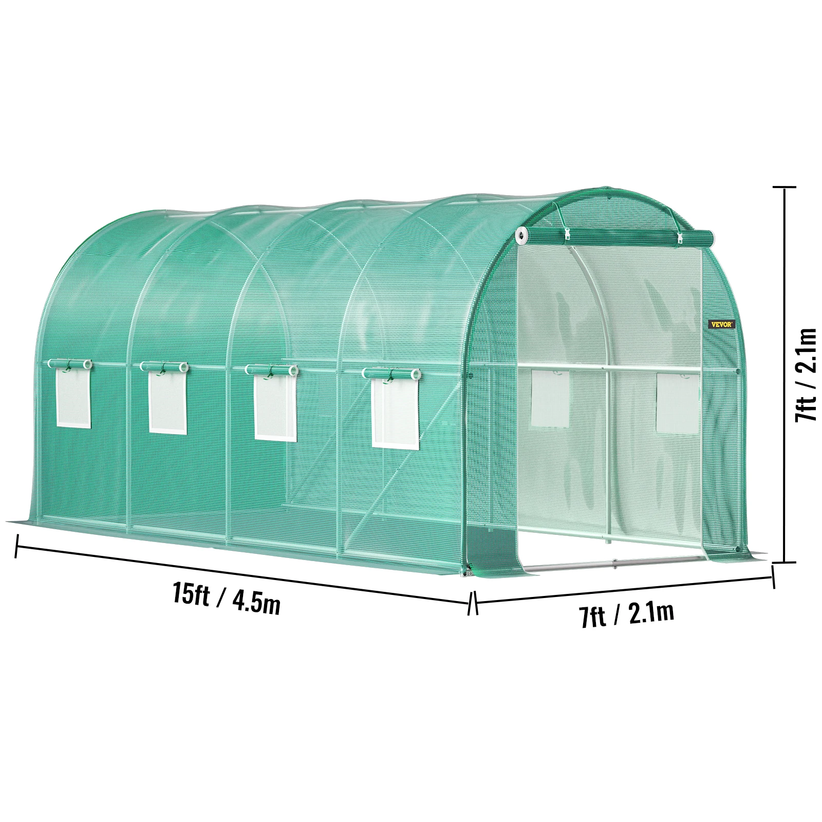 Vevor walk-in túnel estufa galvanizado quadro & capa impermeável 15x7x 7/10x7x 7/20x10x 7/12x7x7 pés estufas e quadros frios