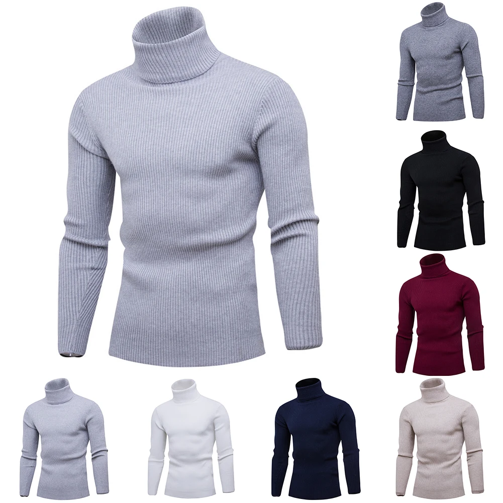 Mens Turtleneck Sweater Pullover Thermo Shirt Long Sleeve Jumper Tops Warm Casual Slim Fit T-Shirt Thermal Underwear