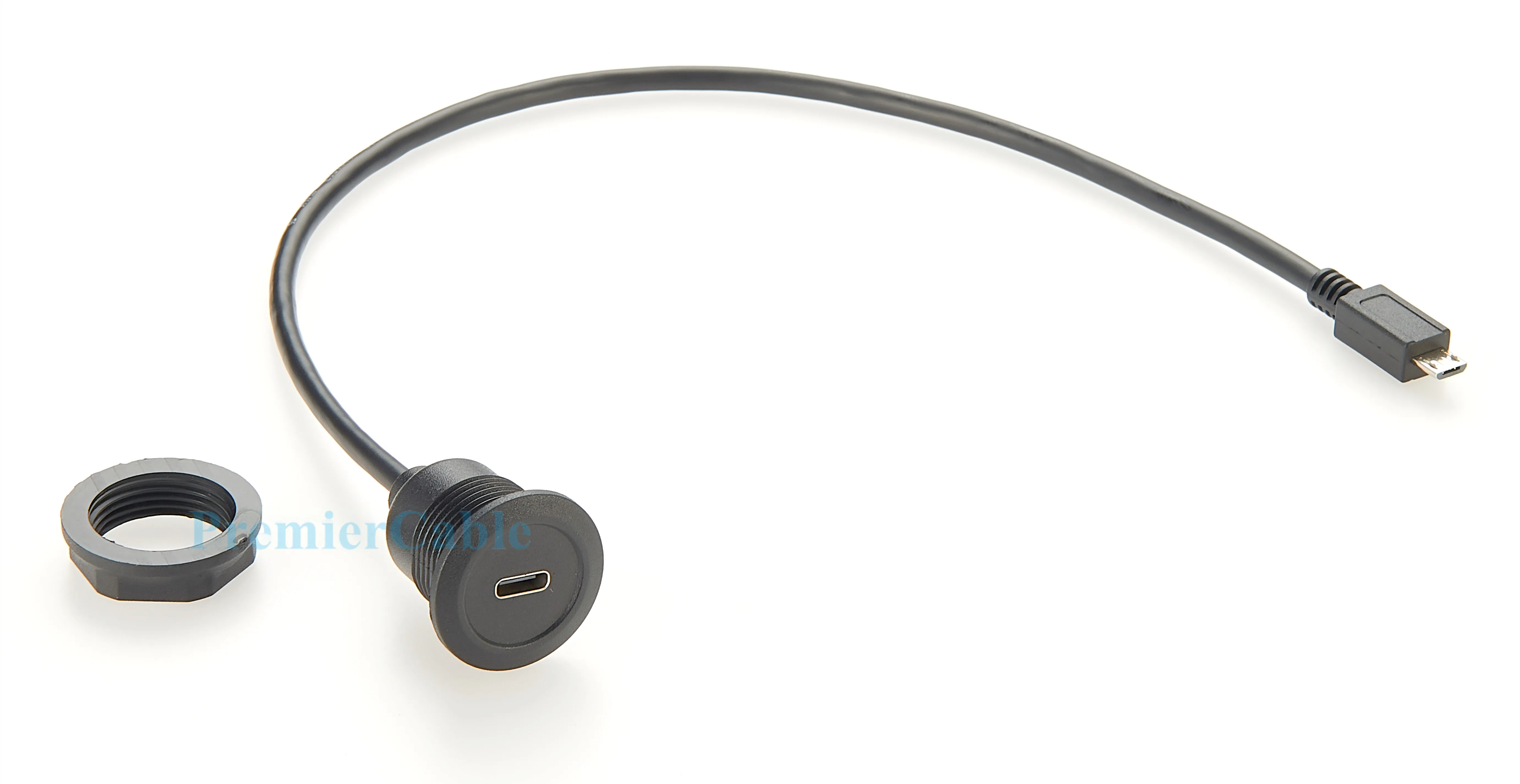USB 3.1 Typ-C Buchse auf Micro-USB Typ-B Stecker Verlängerungskabel Flache Einbau-Montage USB-C auf Micro-B Daten- & Ladekabel – Detail 3