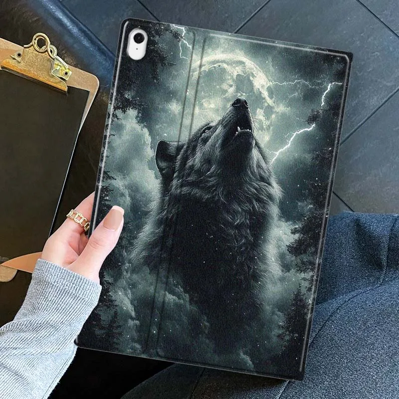 Art Wolf Dark Moon Lightning Tablet Case - Enhanced Design