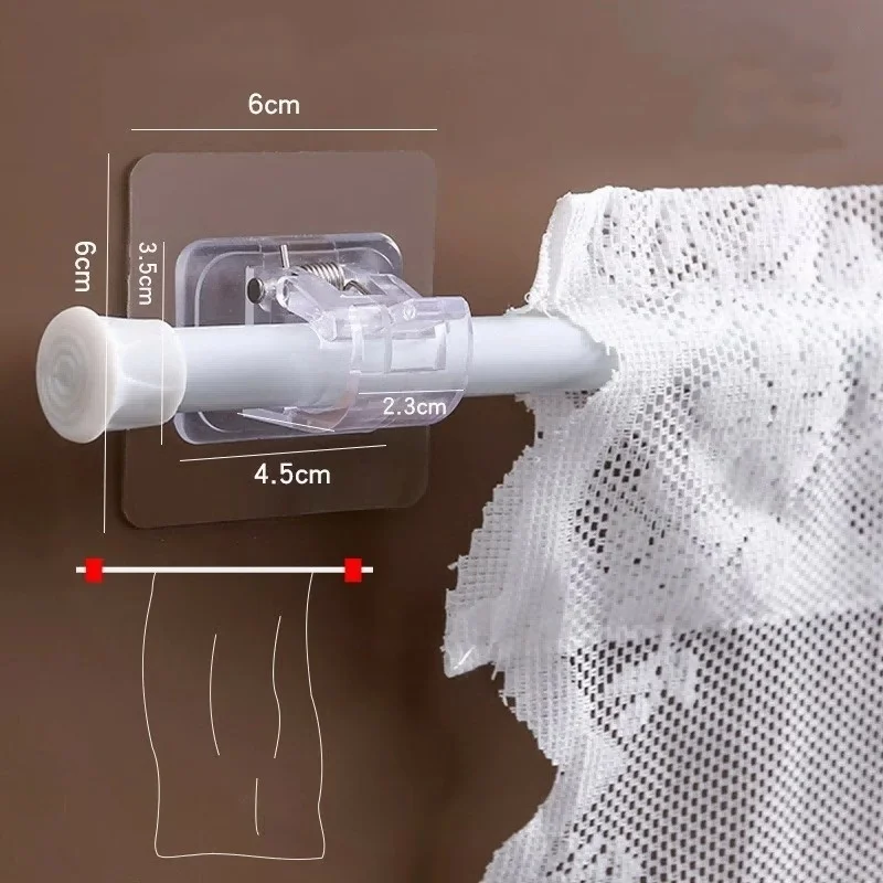 10PCS Curtain Rod Hook Non Perforated Curtain Rod Frame Household Wall Adhesive Bracket Clamp Door Curtain Telescopic Stick Hook 2