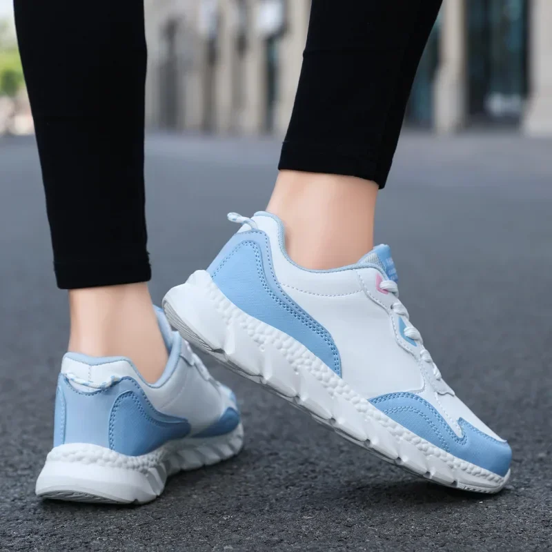 Waterproof Autumn Running Shoes Women Leather Non-slip Casual Sneakers Ladies Lightweight Fitness Walking Shoes