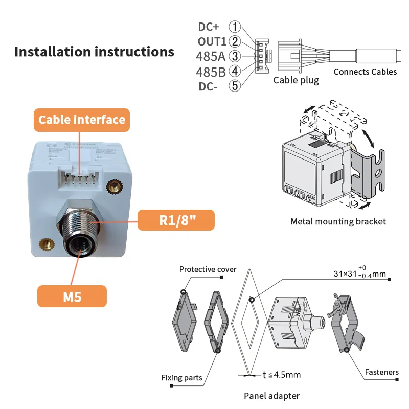 000.1 KPa high-precision vacuum pressure switch MODBUS RTU RS485 communication digital pressure gauge MS39