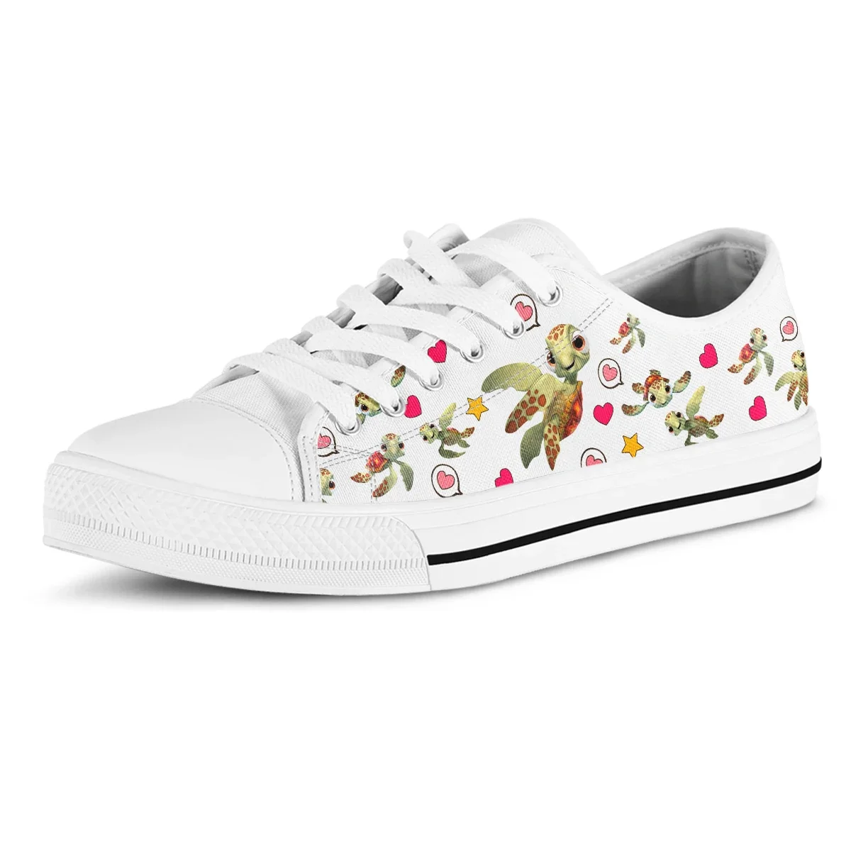 Lovely Animal Turtle Print Girls Canvas Shoes Cartoon Soft Comfortable Vulcanize Sneakers For Women Low Top Flat Shoes