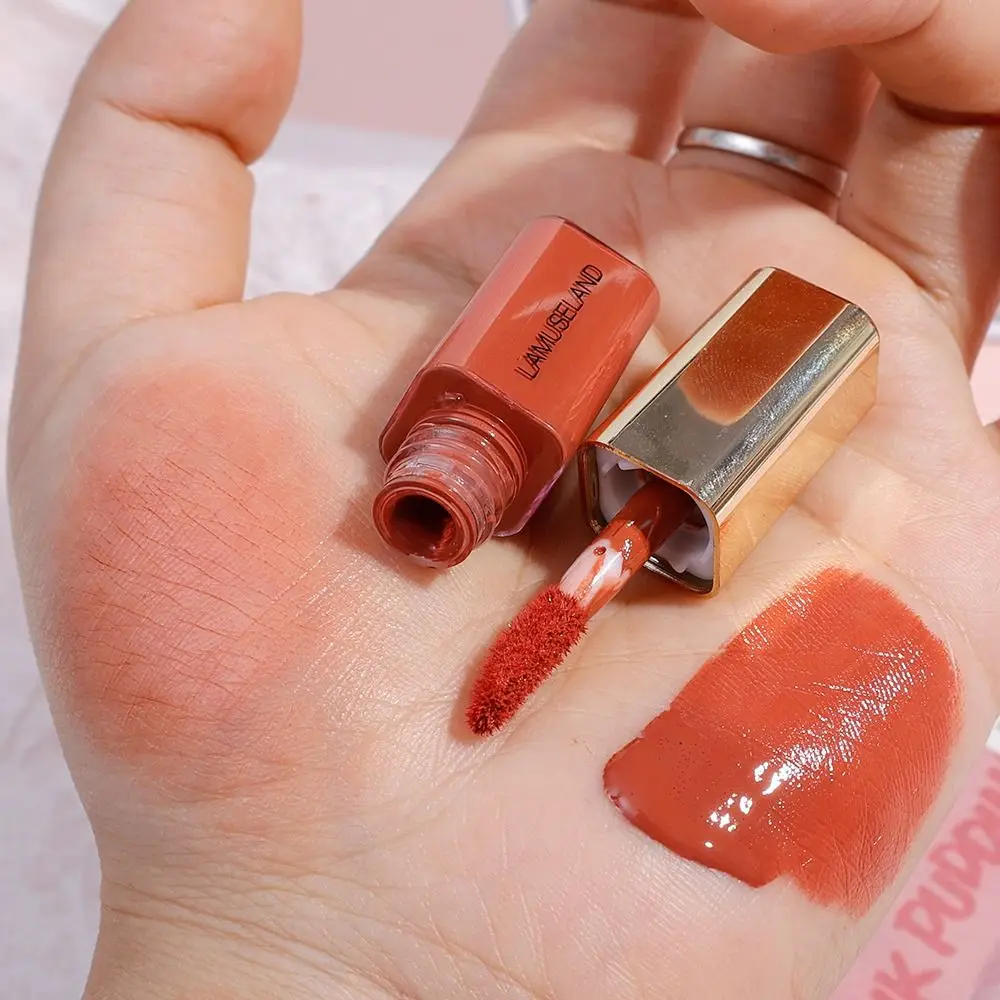 Women Mini Liquid Blusher Silky Smooth Matte Long lasting Blush Highlighter Stick Waterproof Cheek Eye Mousse Face Blush blush stick liquid blush facial blusher