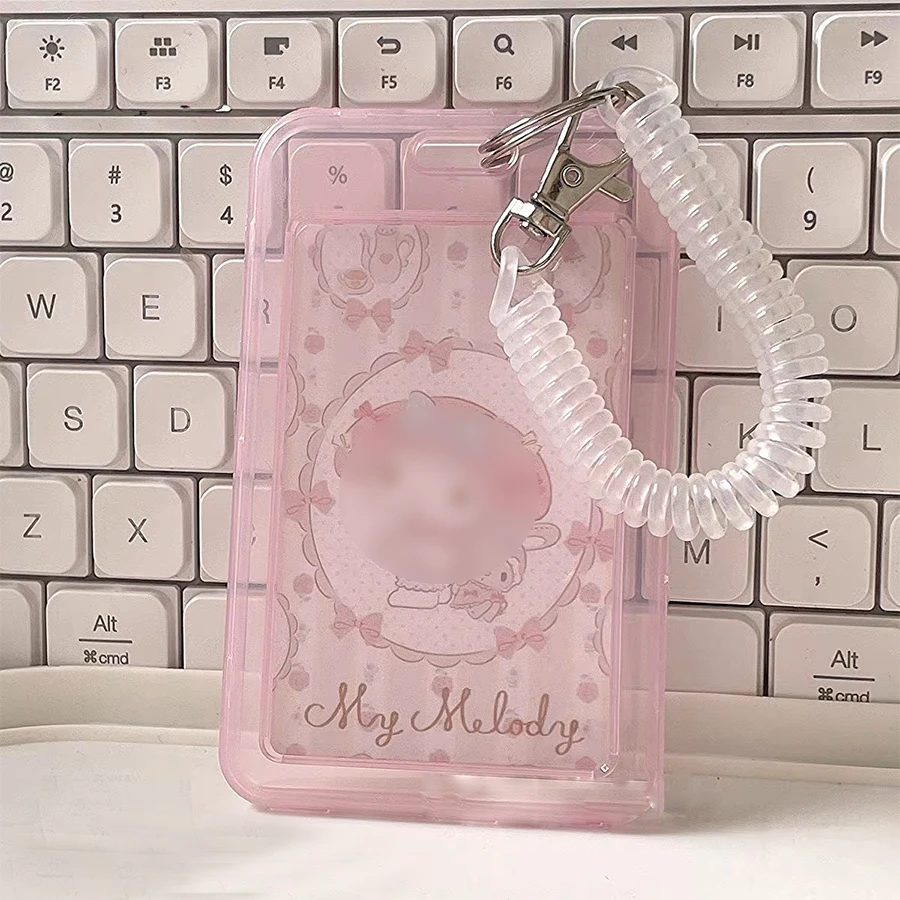 SKYSONIC Pink Kpop Photo Card Holder Anti-lost Keychain 3 Inch Transparent Idol Protective Case Bag Bus Cards Sleeves Supplis 5