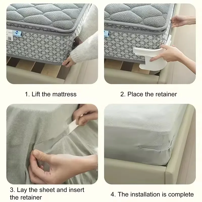 4pcs/set Bed Sheet Fixing Clip Invisible Bed Cover Fastener Quilt Sheet Straps Holder Clip Non-slip Fixing Device Bedsheet Clips
