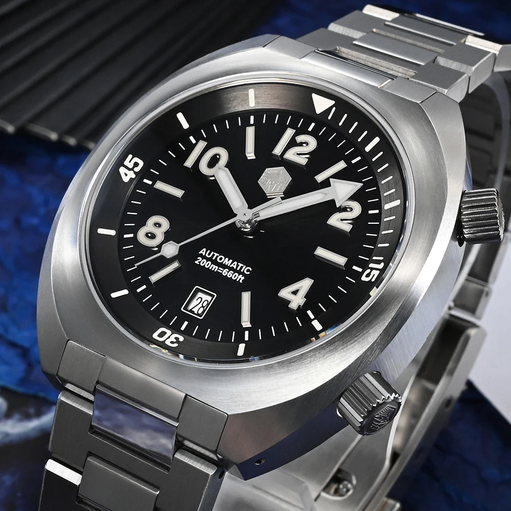 San Martin New 42mm YN55 Diver Watch Bidirectional Turn Chapter Ring Fashion Sports Style Automatic Mechanical 20 Bar Lum