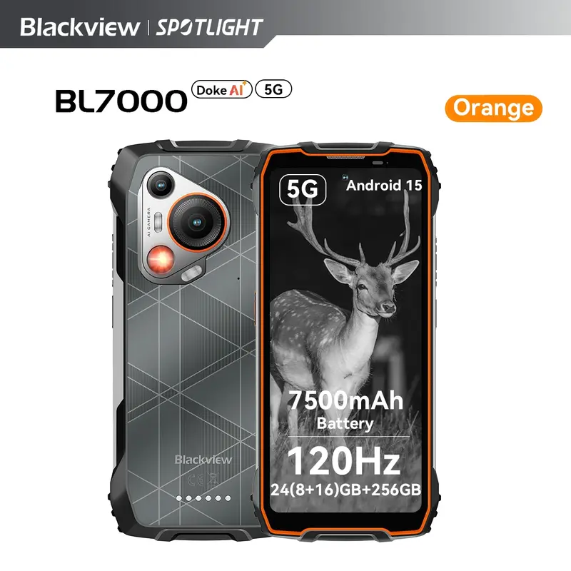 BLACKVIEW BL7000 5G AI Rugged Phone Deepseek GPT Android 15 Smartphone, 6.78" HD+2.4K Display 120Hz, 8GB RAM 256GB, 7500Amh - Image 8